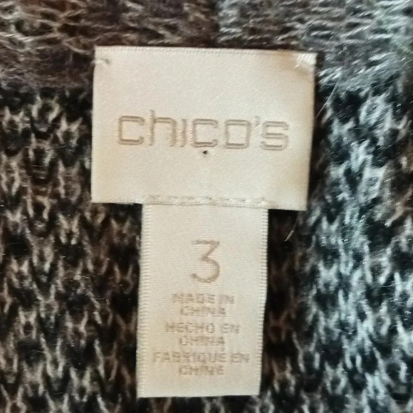 Chico's Jovi long line cardigan camo animal gray sequins wool mohair blend XL - Picture 7 of 10